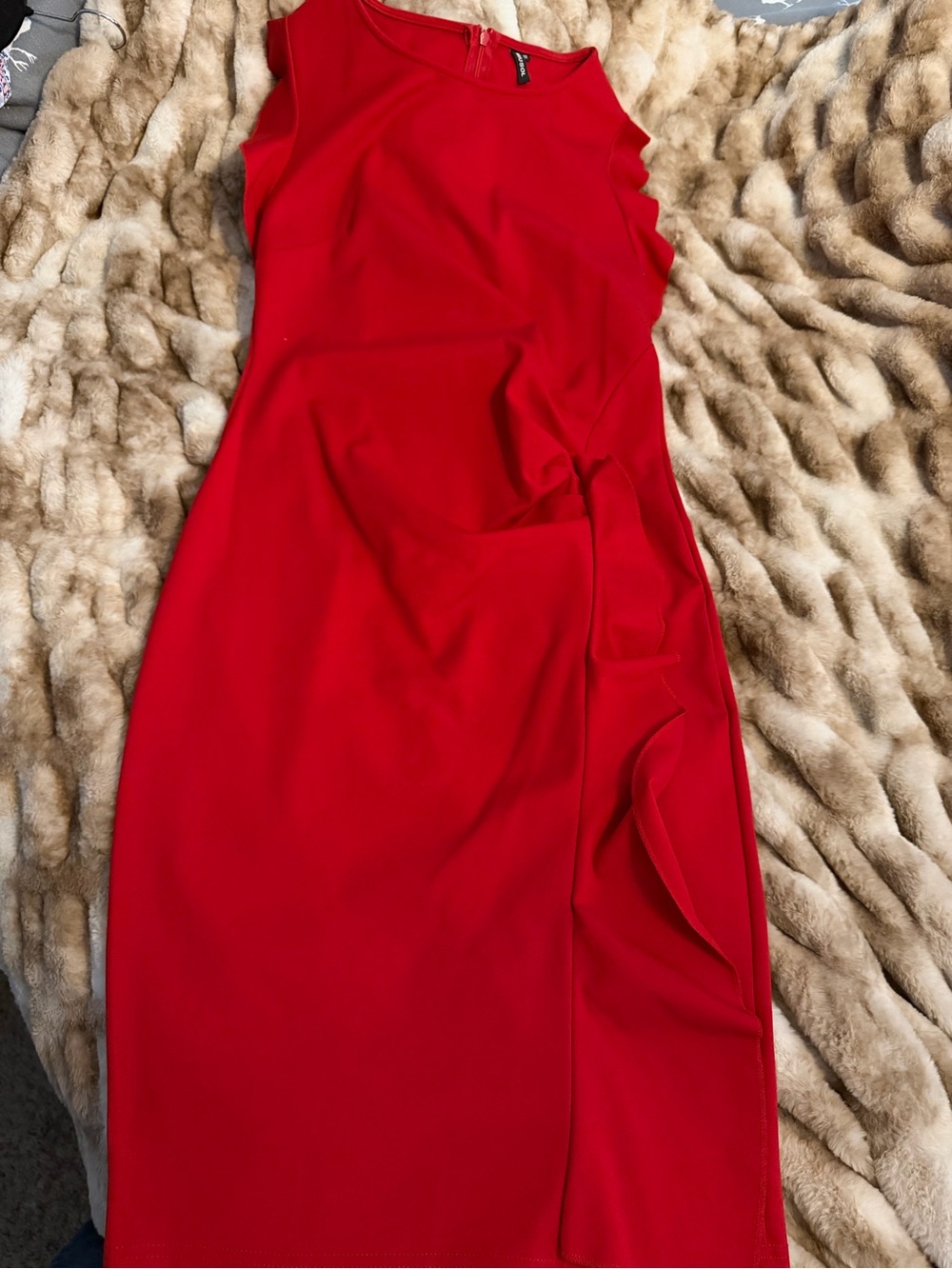 Miusol Red Sleeveless Midi Sheath Dress